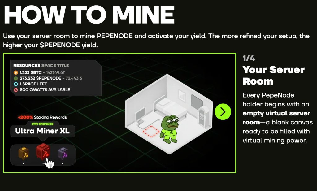 An illustration drawing how to mine using the Pepeneode game (Pepeeneode)