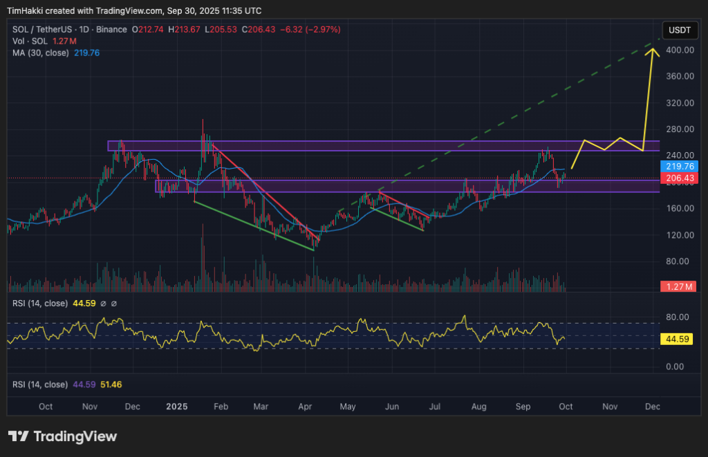 A graphic plan for the price of the floor / USDT pair and its expected horizons