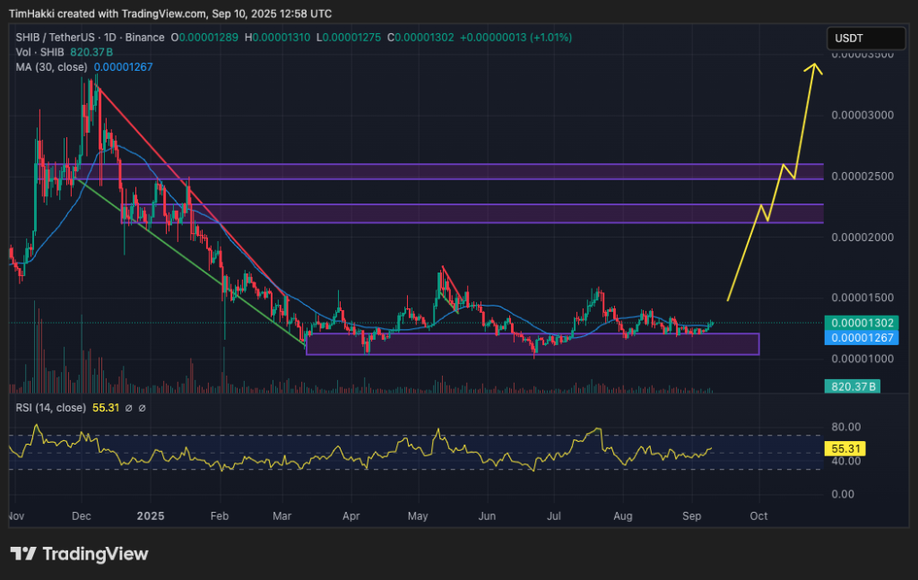 A graphic for the movements of the Shib / USDT pair