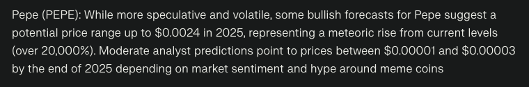 perplexity ai predicts pepe