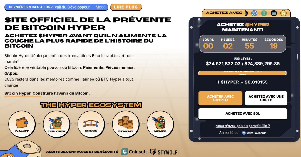 Bitcoin Hyper IPO interface with project highlights