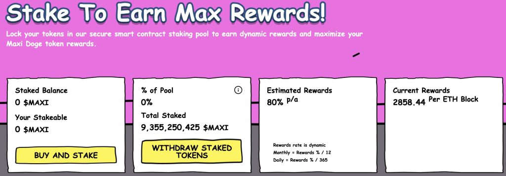 Maxi Doge Coin Project Staking Protocol Data