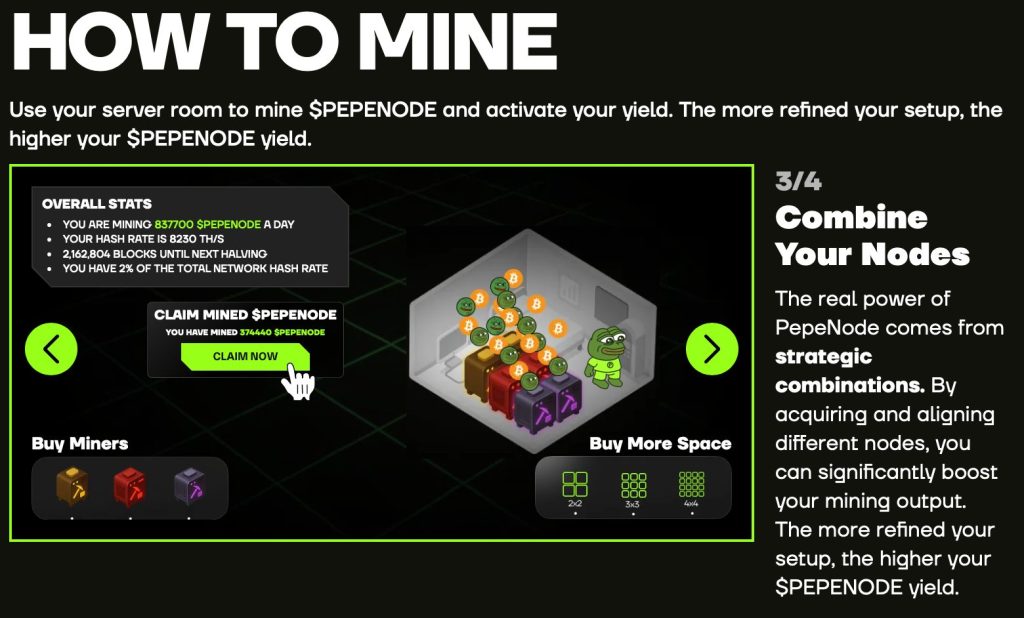 An illustration drawing how to mine using the Pepeneode game (Pepeeneode)