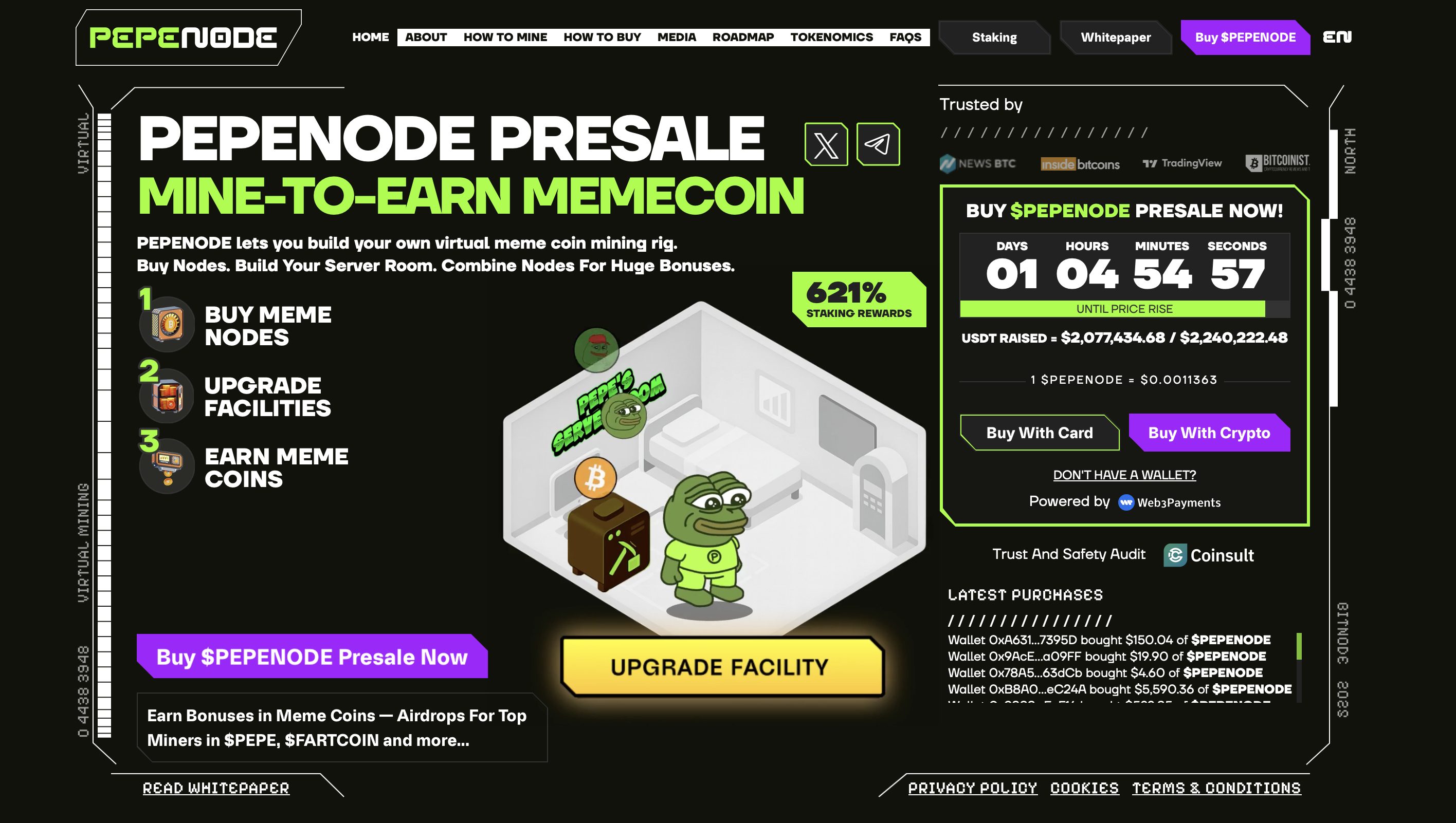 The PEPENODE coin supply interface and the most important data relating to it