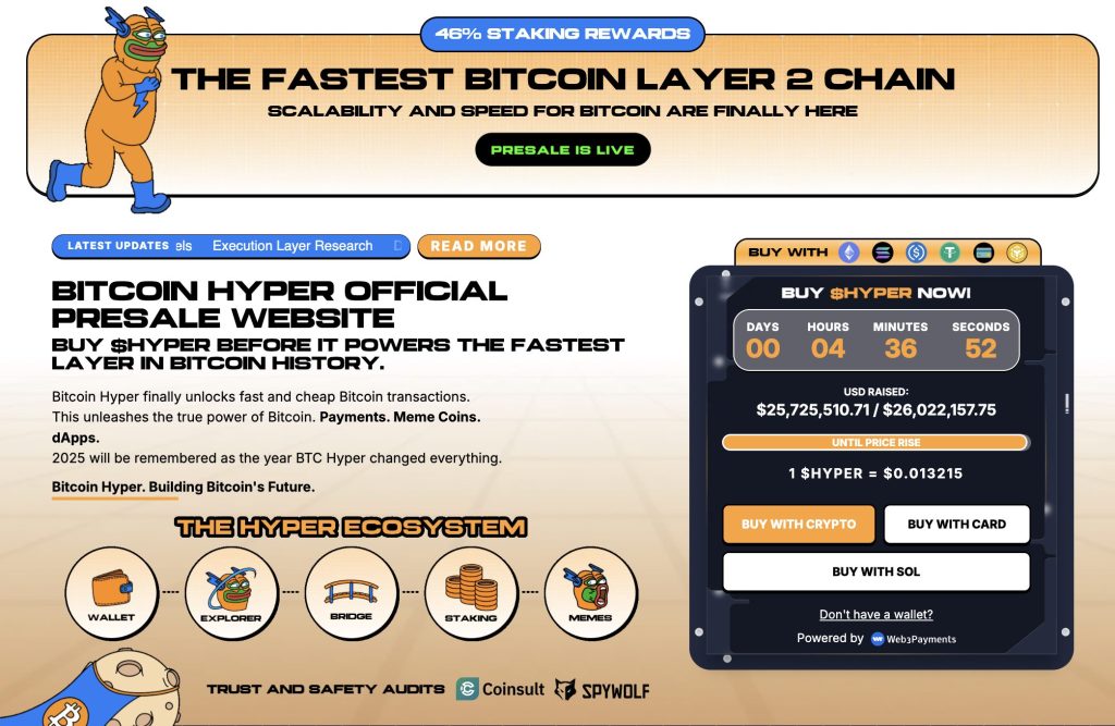 Bitcoin Hyper IPO interface and the most important data related to it