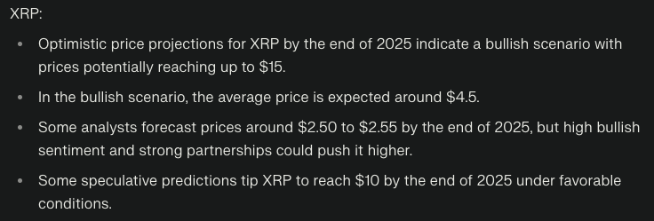 perplexity AI xrp tahmini