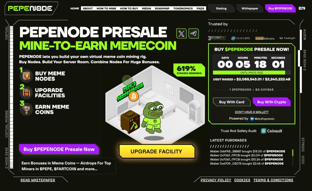 Pepenode Coin IPO Homepage