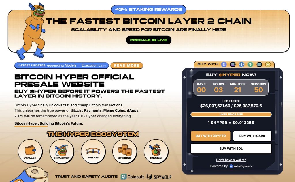 The Bitcoin Hyper IPO interface, the most important data related to it and an overview of the project