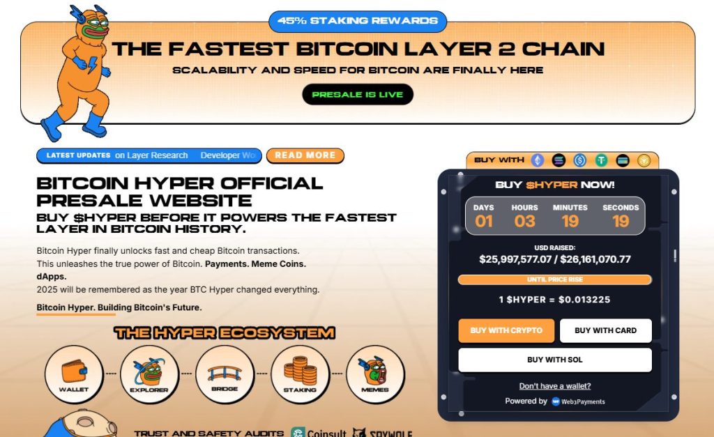 The Bitcoin Hyper IPO interface, its most important data and an overview of the project
