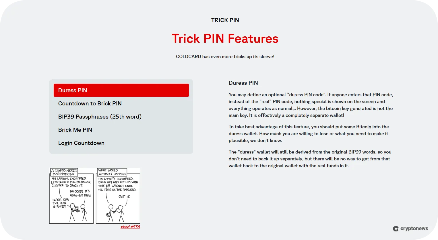 coldcard trick pin
