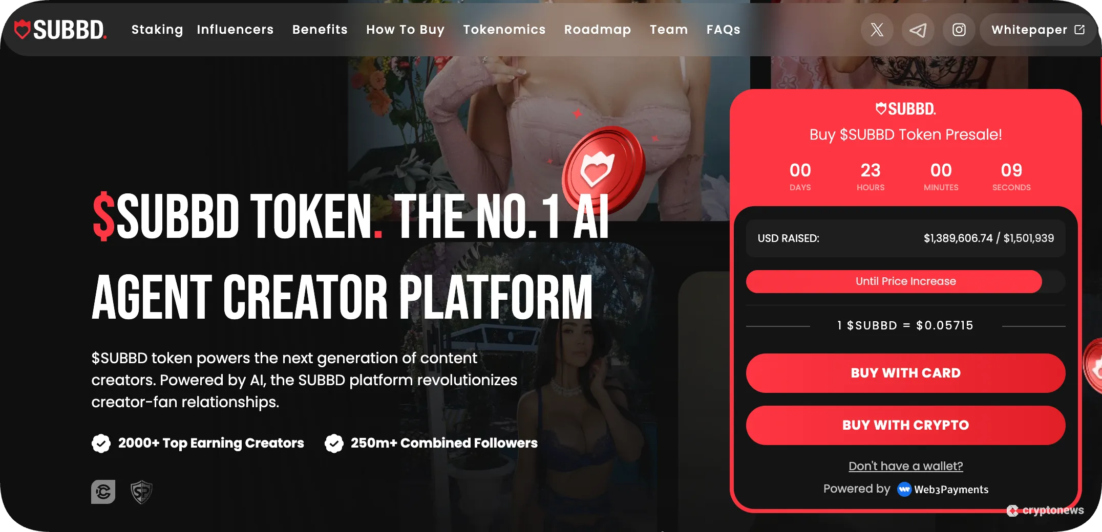 screenshot of the cheap coin SUBBD's presale 