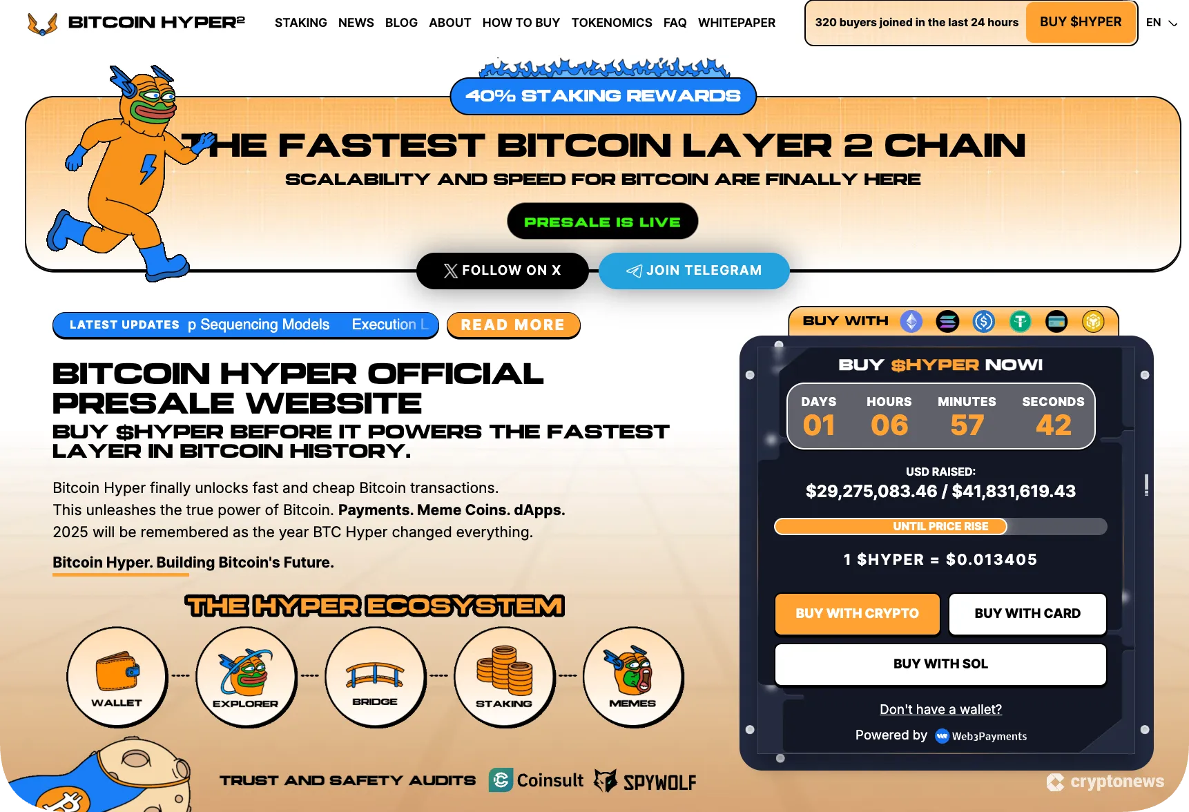 Screenshot of the official presale website Bitcoin Hyper