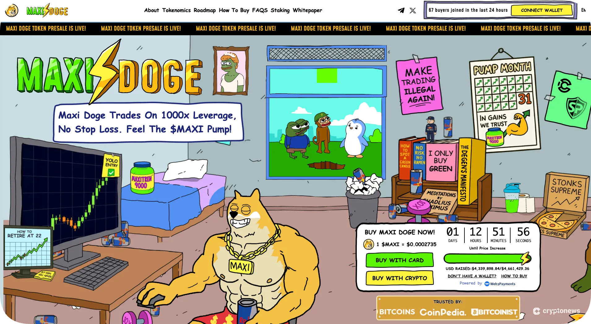 screenshot of maxi doge presale