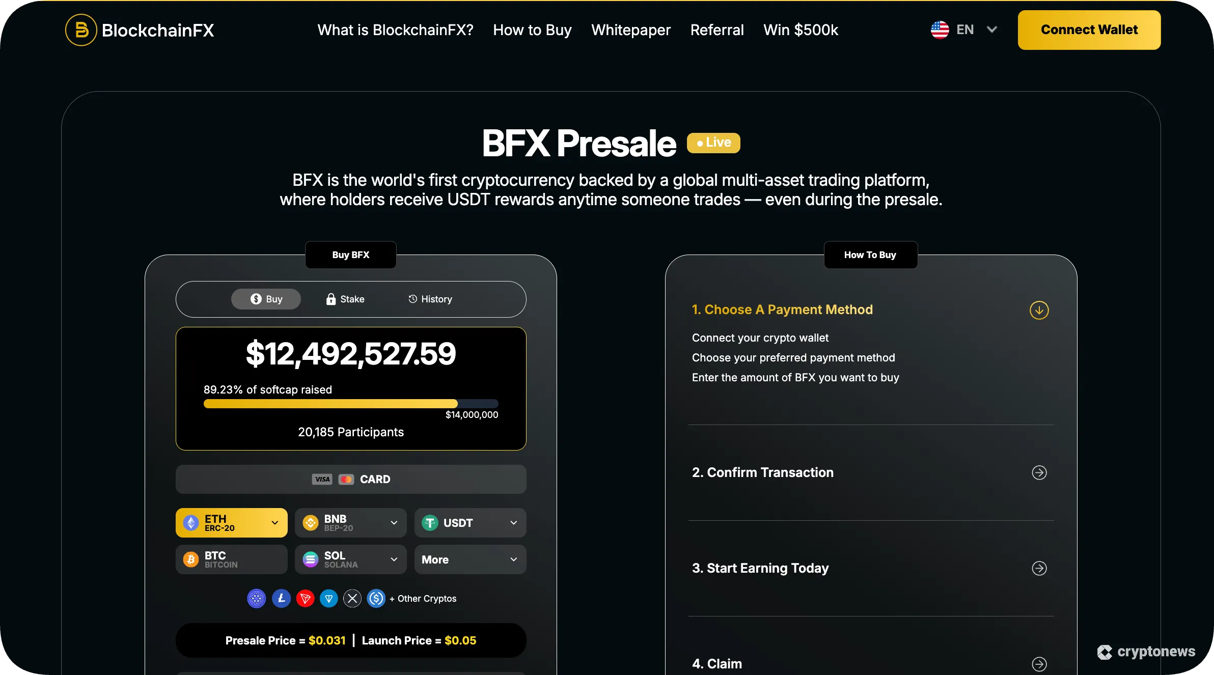 blockchainfx presale homepage