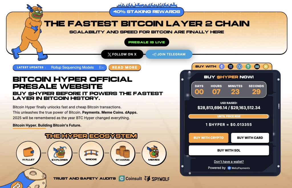 The home page of Bitcoin Hyper shows the subccair interface and preview