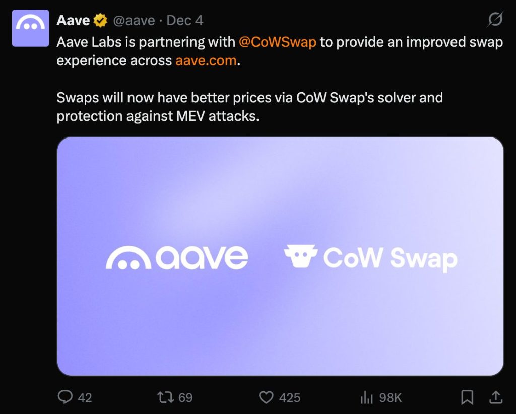 Aave Unilateral Vote Push - Tweet Screenshot