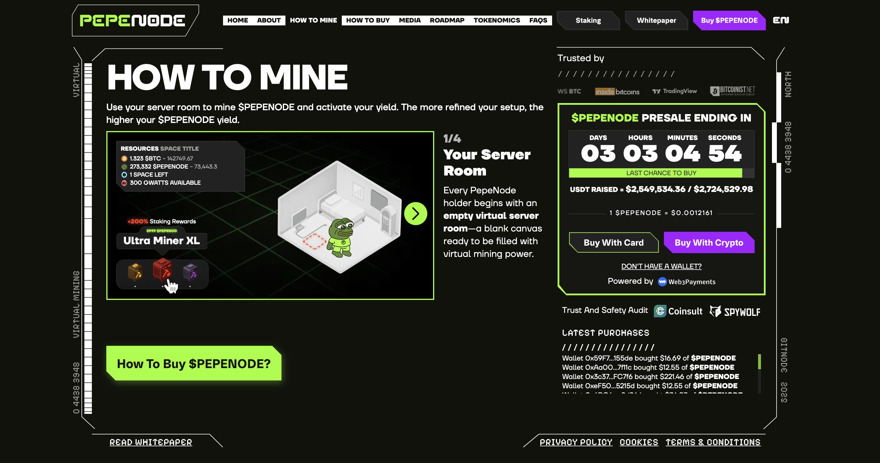 PEPENODE website - best new meme coin to buy under $0.01.