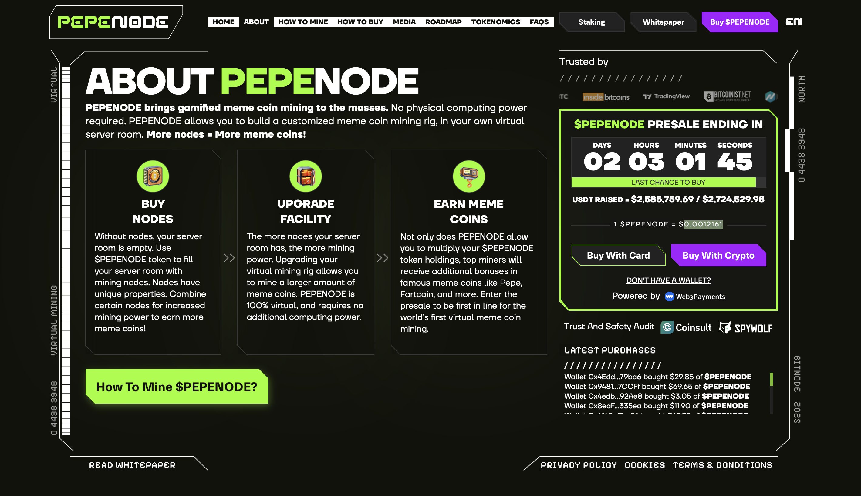 PEPENODE website - best altcoin to buy today under $0.01.