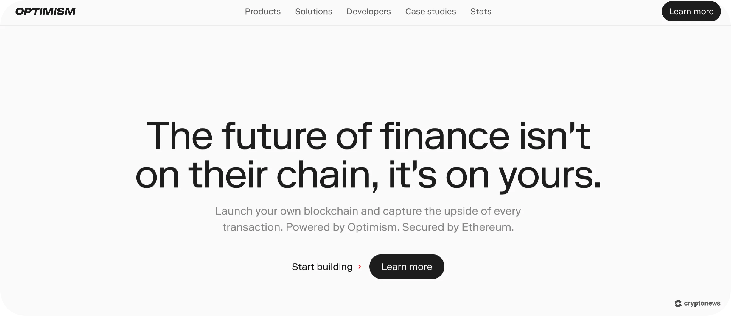 screenshot of Optimism (OP)'s L2 website