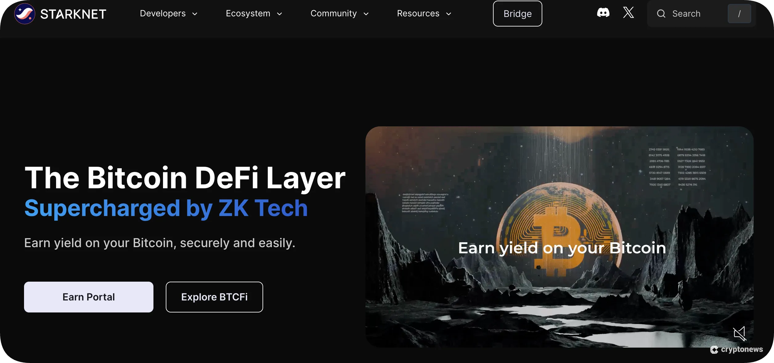 screenshot of Starknet (STRK)'s official website