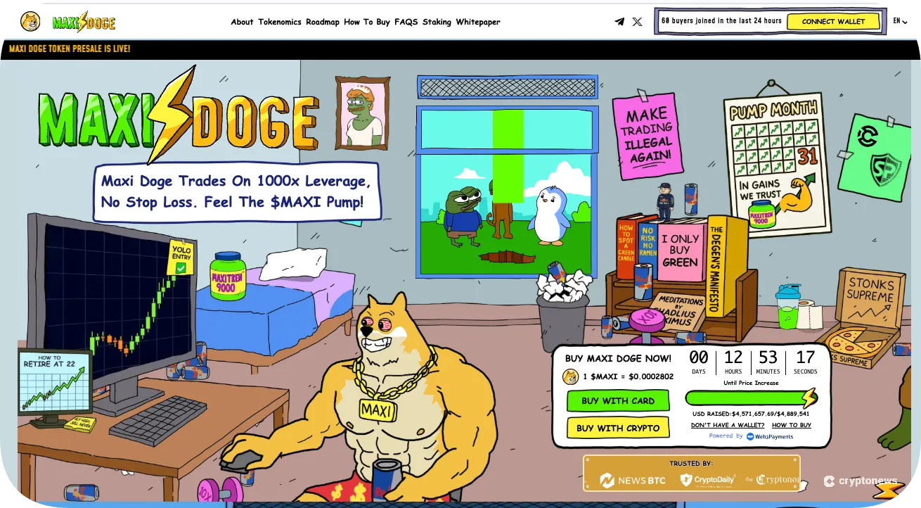 screenshot of the penny coin maxi doge
