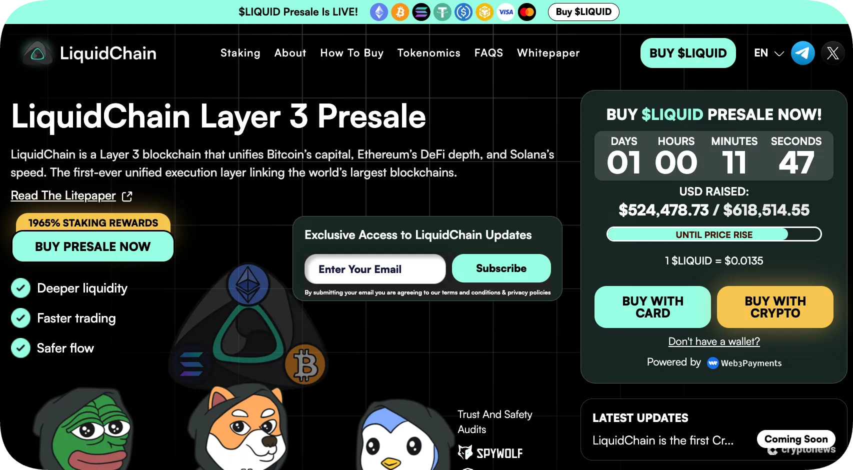 screenshot of the liquidchain presale page