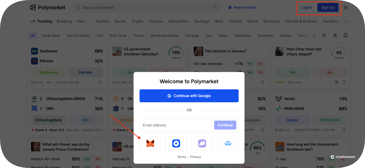 How to connect metamask wallet to polymarket