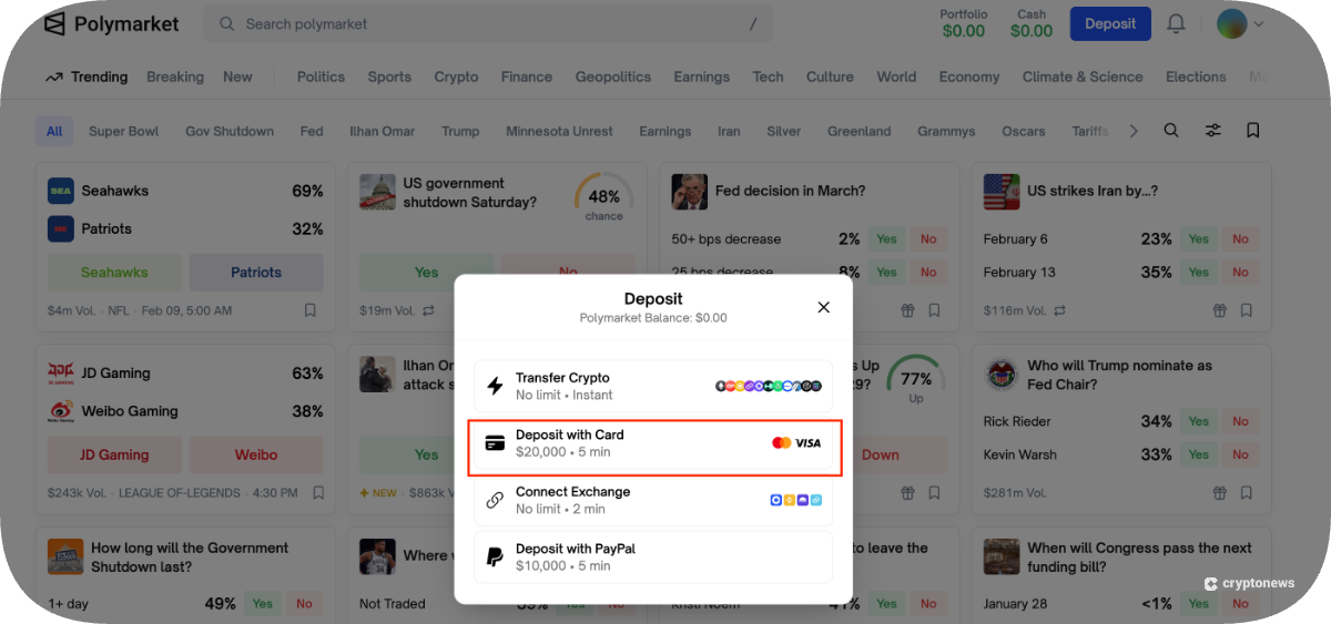 How to Deposit Cash on Polymarket Using MoonPay