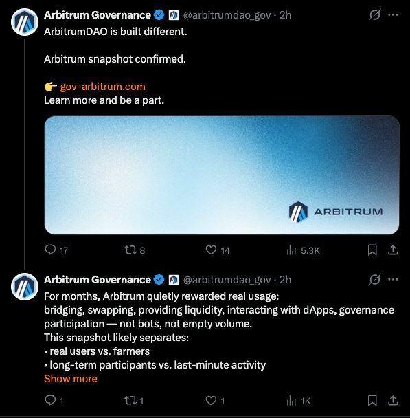 Arbitrum X Account Breach - X Post Image