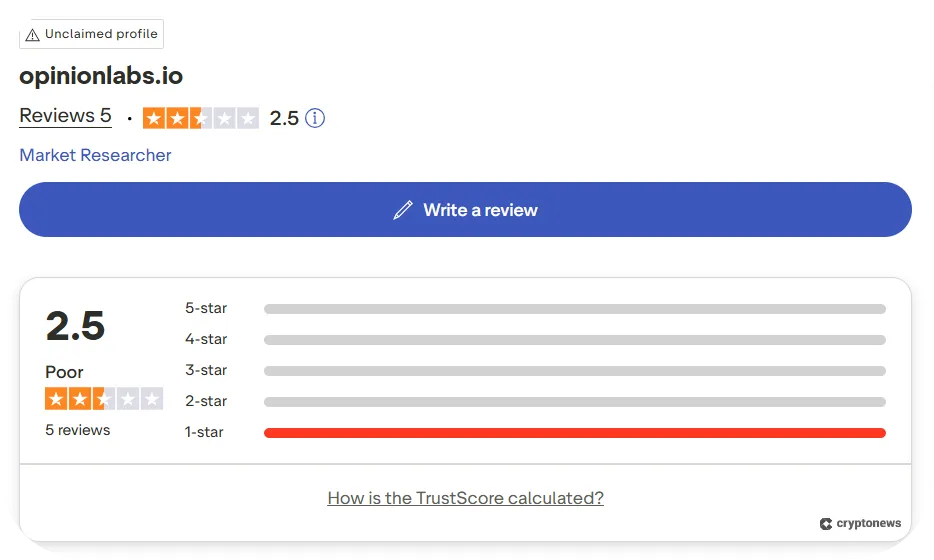 opinion labs reviews score on trustpilot