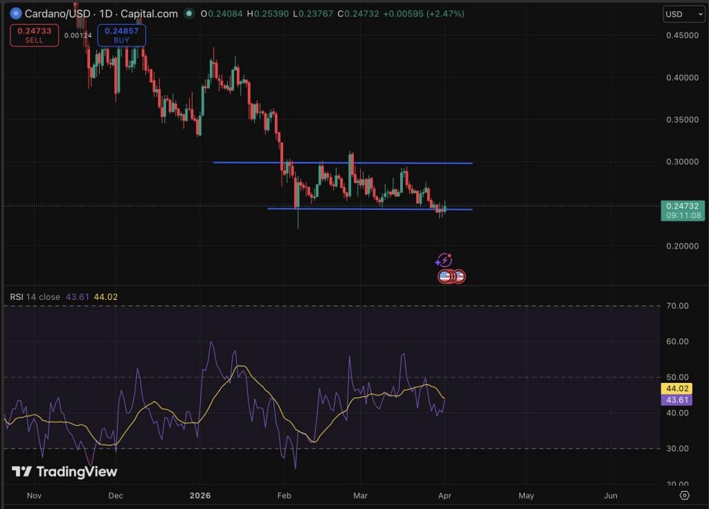 Cardano price is at $0.27, up by 2.8% in 24 hours, clawing back ground after weeks of compression and bad prediction in the low-$0.24 range.