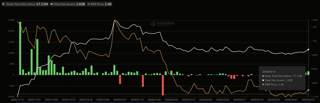 XRP 현물 ETF 순유입 규모 
