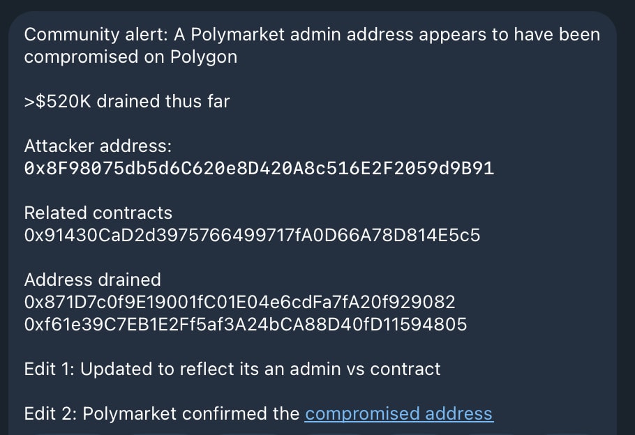 An attacker drained over $600,000 in a huge Polymarket exploit, attacking its UMA CTF Adapter smart contract on Polygon.