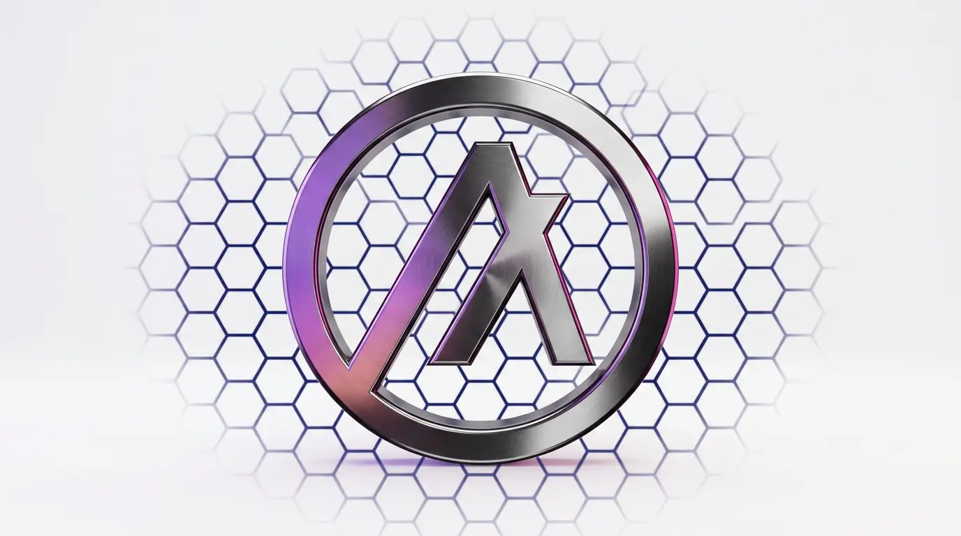 Algorand ALGO token symbol rendered in 3D against minimalist studio background with gradient lighting