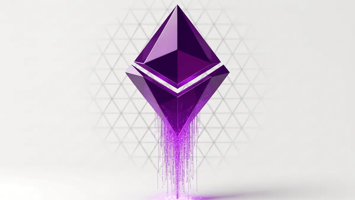 Ethereum crystal node with data streams showing developer activity growth