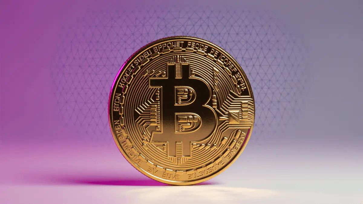 Bitcoin coin under grid overlay representing El Salvador's reserve and IMF oversight
