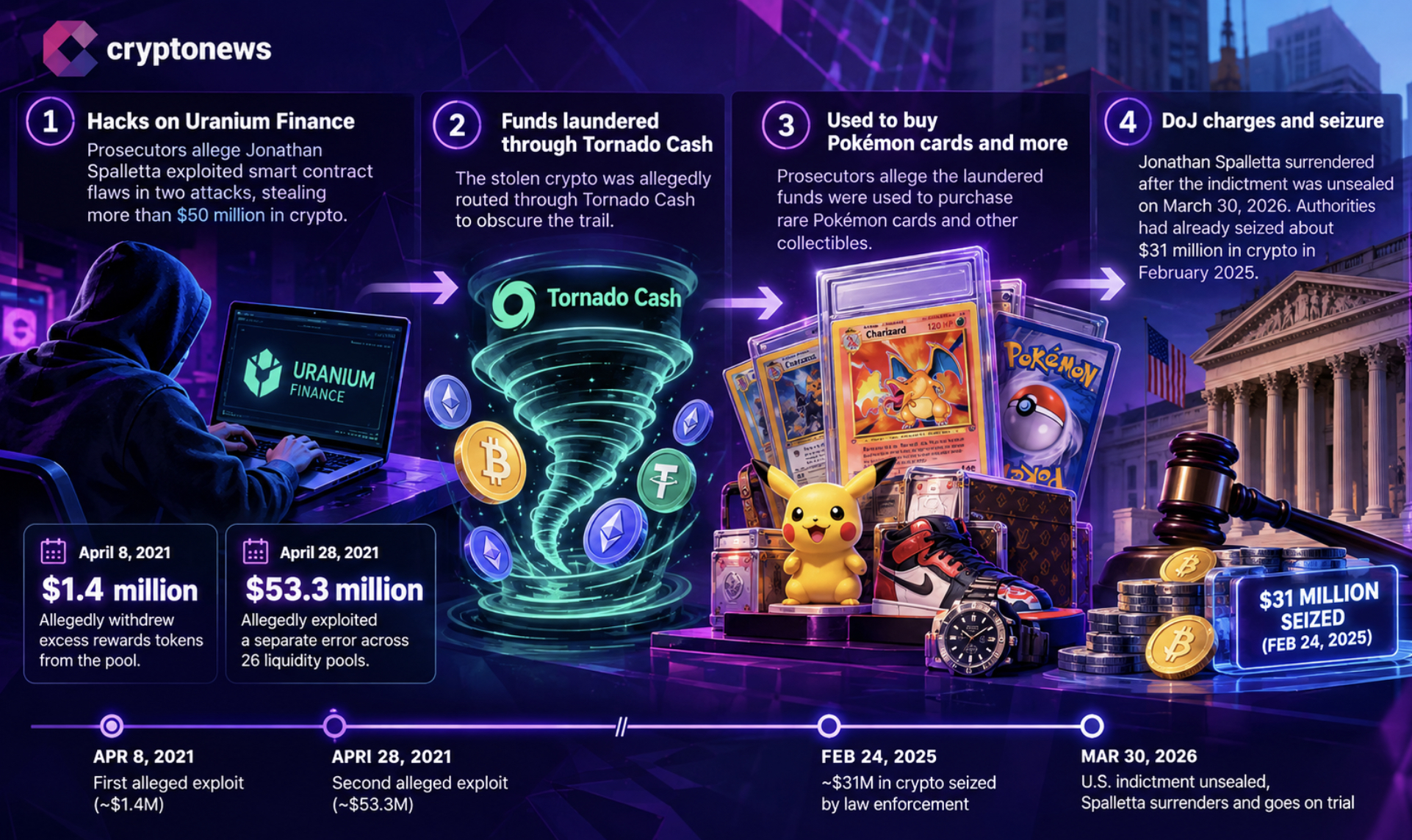 A crypto hack allegedly moved through Tornado Cash before funds were used to buy rare Pokemon cards and other collectibles.