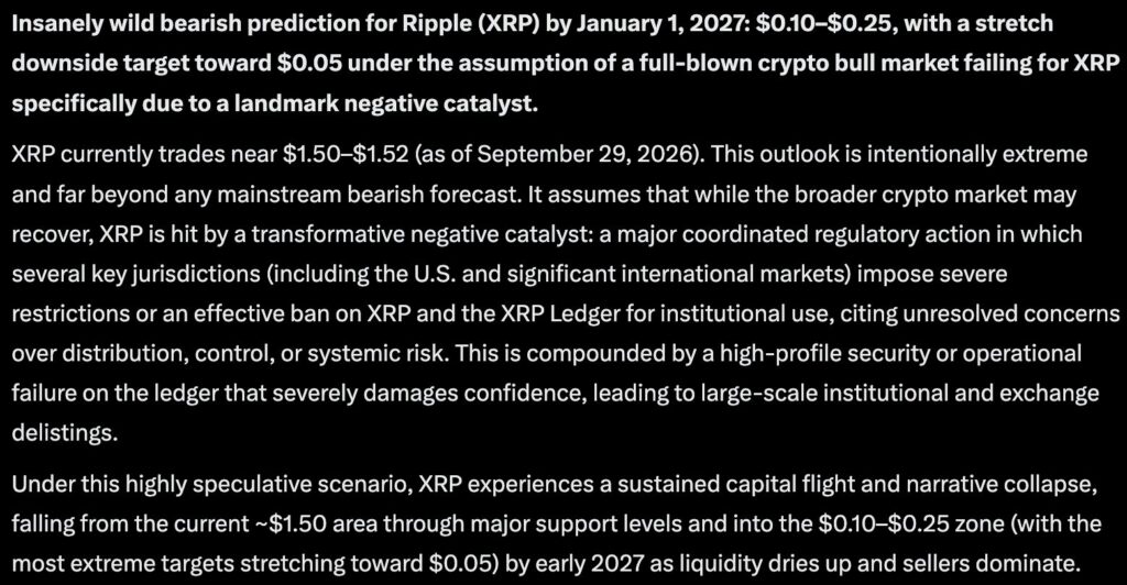 Ripple price prediction: Claude AI predicts that if bear market conditions return in 2026, XRP could crash as low as $0.05