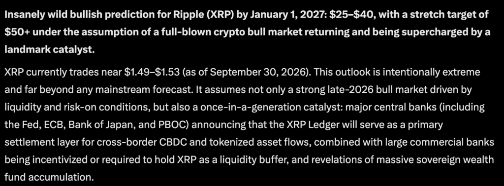 Ripple price prediction: Perplexity AI predicts an astonishing move for XRP in 2026, claiming it could hit $40, if specific catalysts align