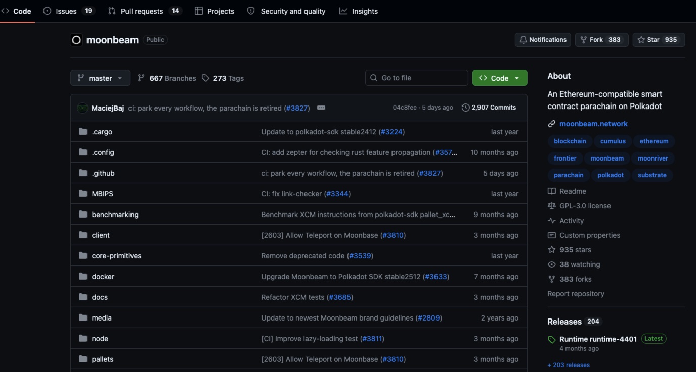 moonbeam commits github