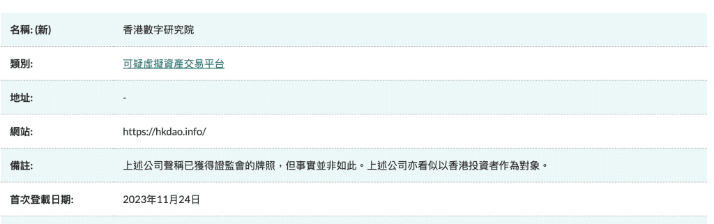 继JPEX和HOUNAX后　最新针对香港的可疑平台&ldquo;香港数位研究院&rdquo;诱投资者购买自家代币