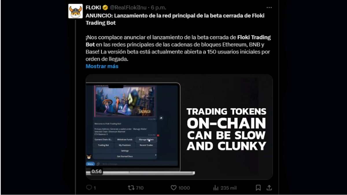 precio floki tras anuncio bot crypto