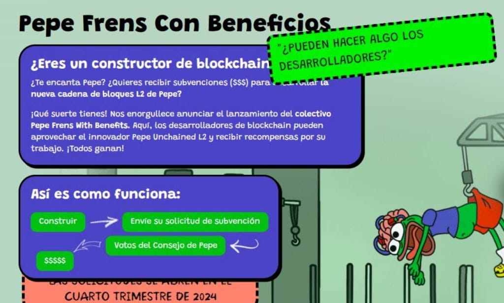 Los desarrolladores de ‘Pepe Frens With Benefits’ construyen sus proyectos y presentan una solicitud de subvención para obtener apoyo