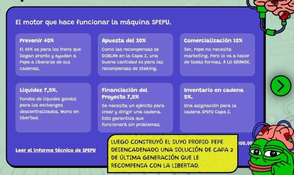 El token PEPE es la moneda nativa del ecosistema y se utiliza para tarifas de transacción, staking, gobernanza y como medio de intercambio para monedas meme