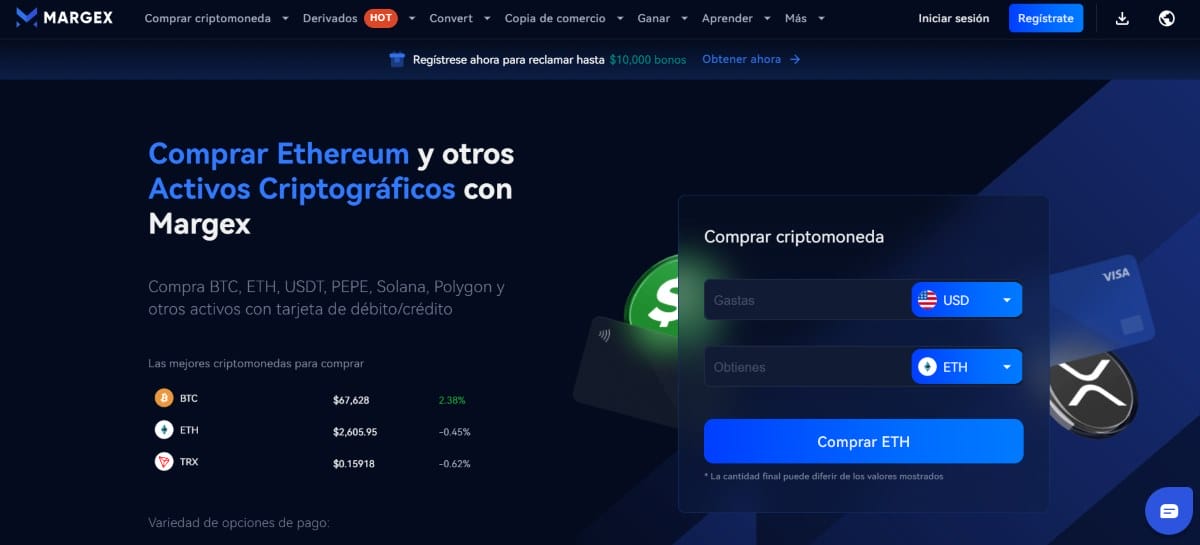 En Margex podrás comprar diferentes activos criptográficos