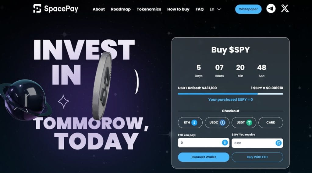 Home de la preventa de $SPY, la criptomoneda nativa de SpacePay
