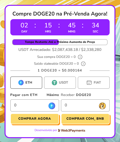Aba na página oficial para comprar Dogecoin20