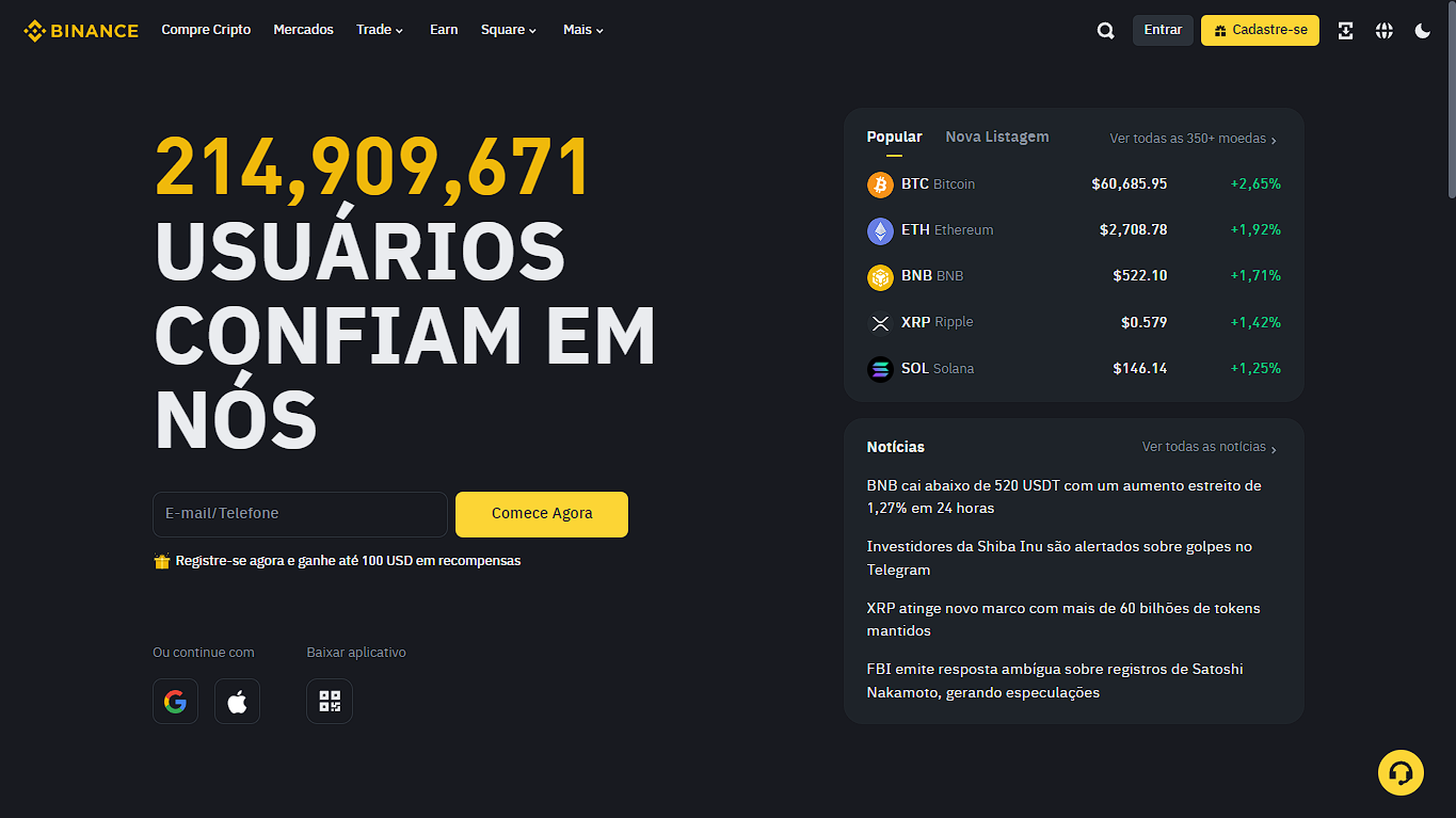 Guia para comprar criptomoedas na Binance
