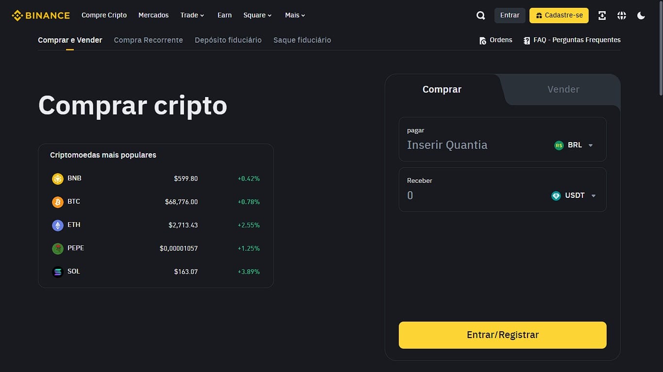 Imagem da corretora Binance