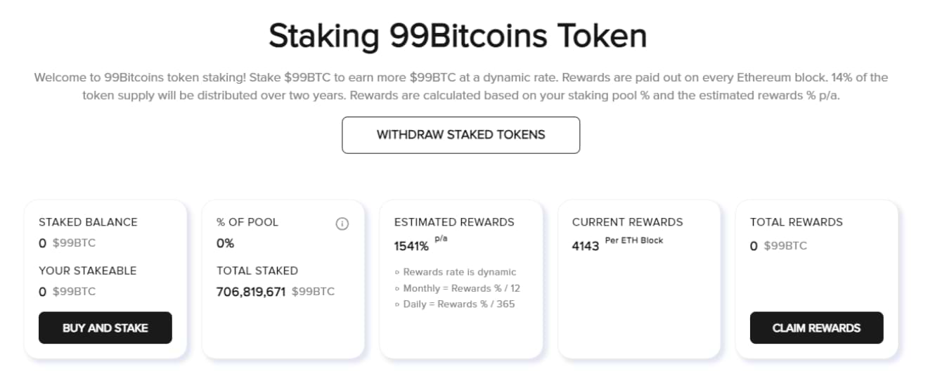 staking 99bitcoins token